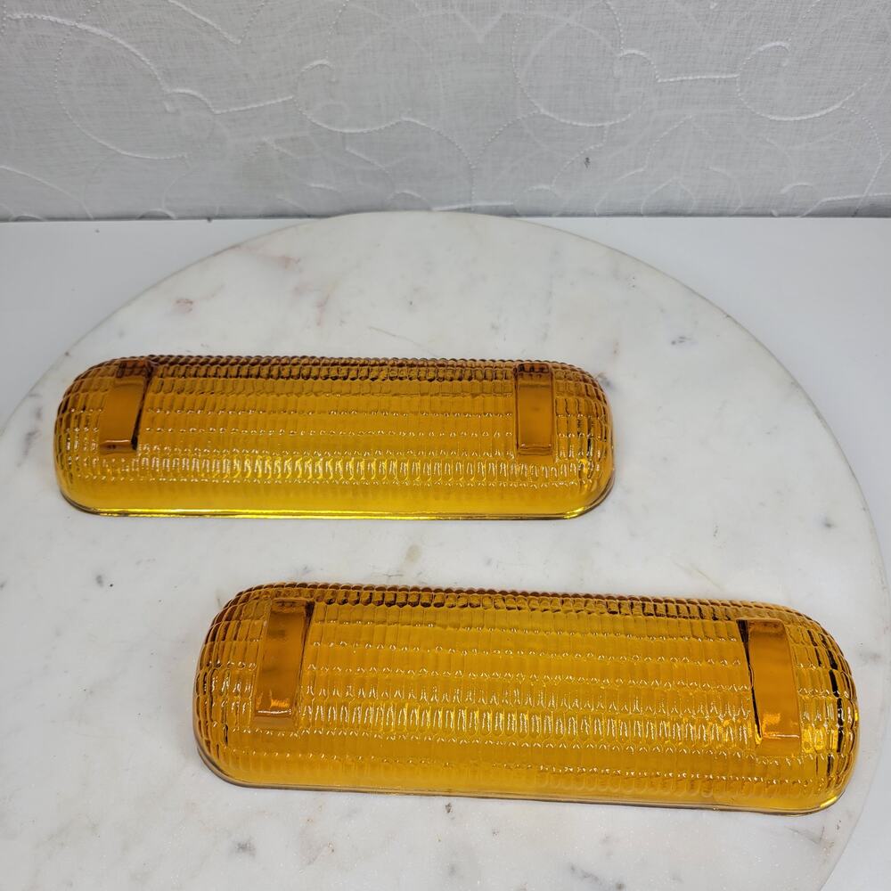 Vintage Indiana Glass Corn Cob Dish 8.5" x 2" Amber Retro Holder Plate Tray - Picture 6 of 11